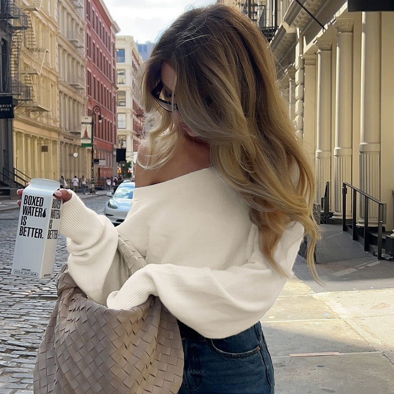 Valeria - Jersey de Punto Suave con Hombros Descubiertos, vista 4 – Lena Rodríguez