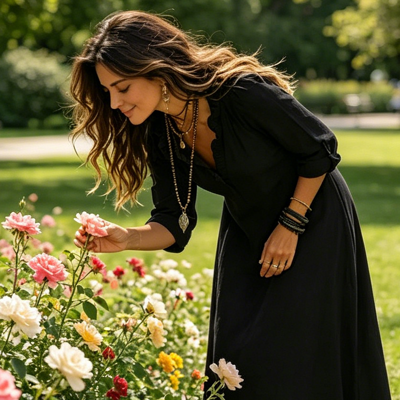 Camila - Vestido Maxi Boho Cuello en V con Volantes, vista 7 – Lena Rodríguez