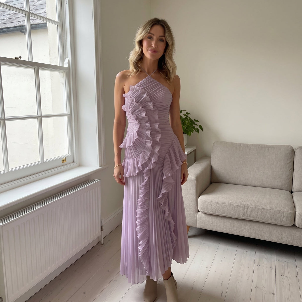 Leonora - Vestido Plisado con Volantes Elegante, vista 13 – Lena Rodríguez