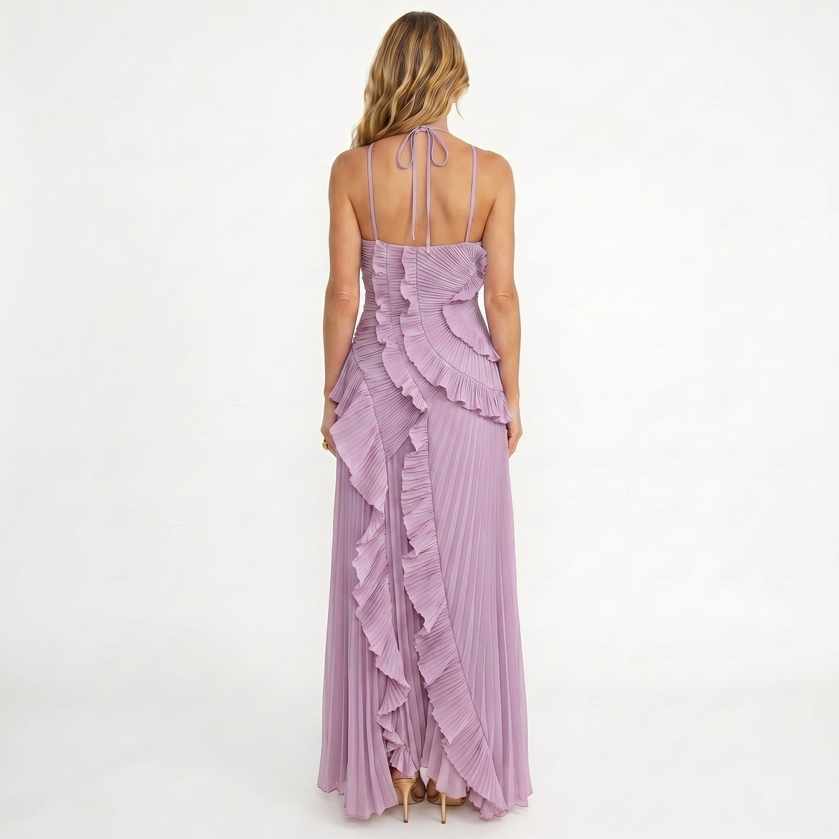 Leonora - Vestido Plisado con Volantes Elegante, vista 6 – Lena Rodríguez