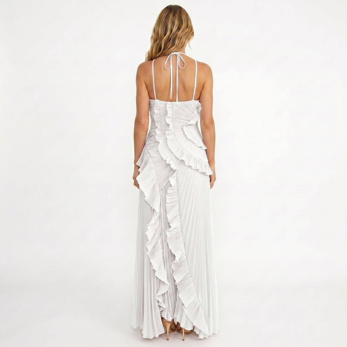 Leonora - Vestido Plisado con Volantes Elegante, vista 7 – Lena Rodríguez
