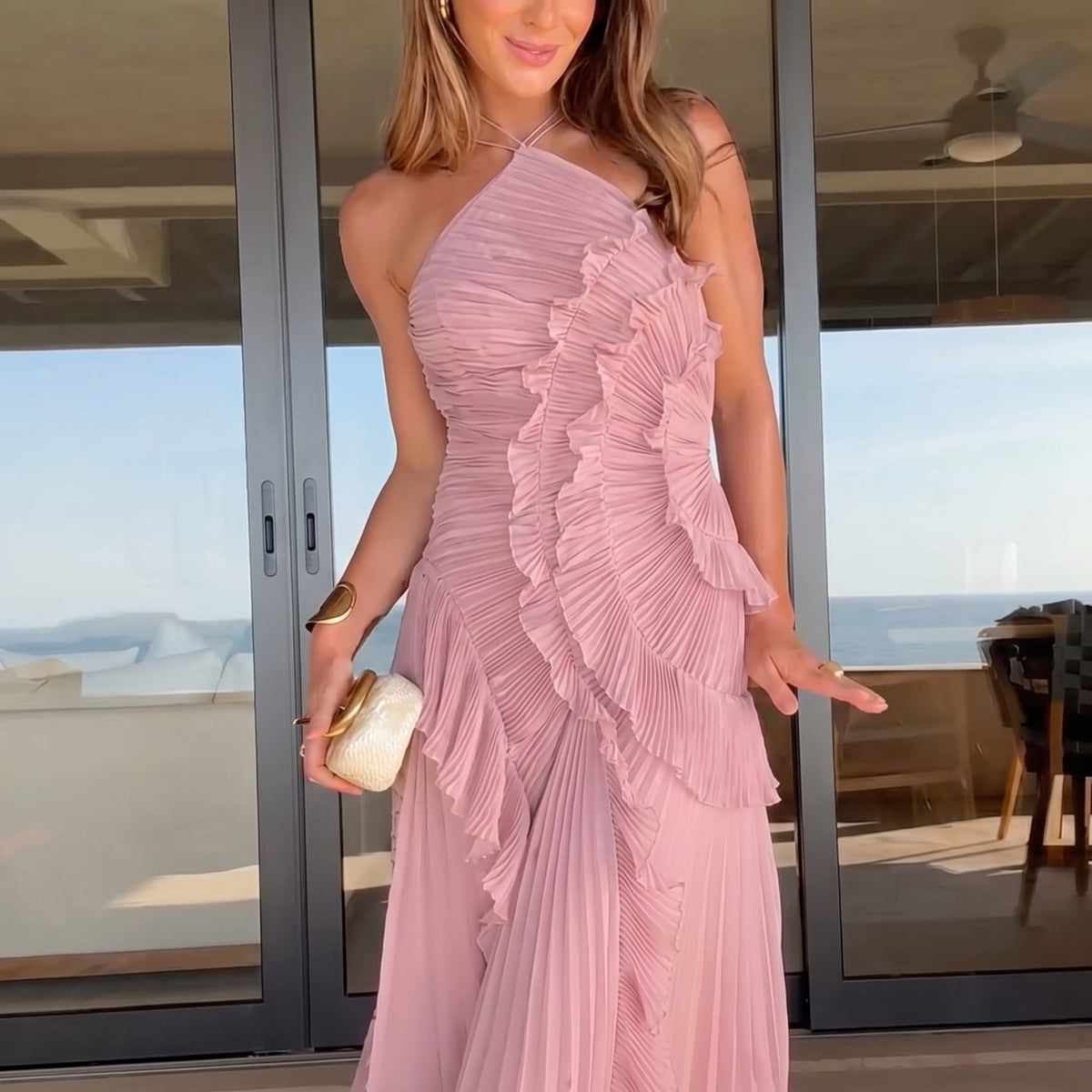 Leonora - Vestido Plisado con Volantes Elegante, vista 9 – Lena Rodríguez
