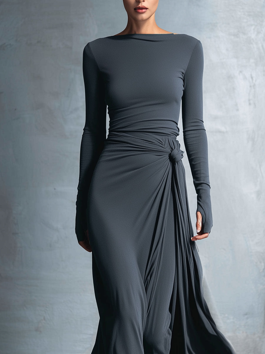 Lilian - Vestido Maxi Cruzado con Nudo, vista 3 – Lena Rodríguez