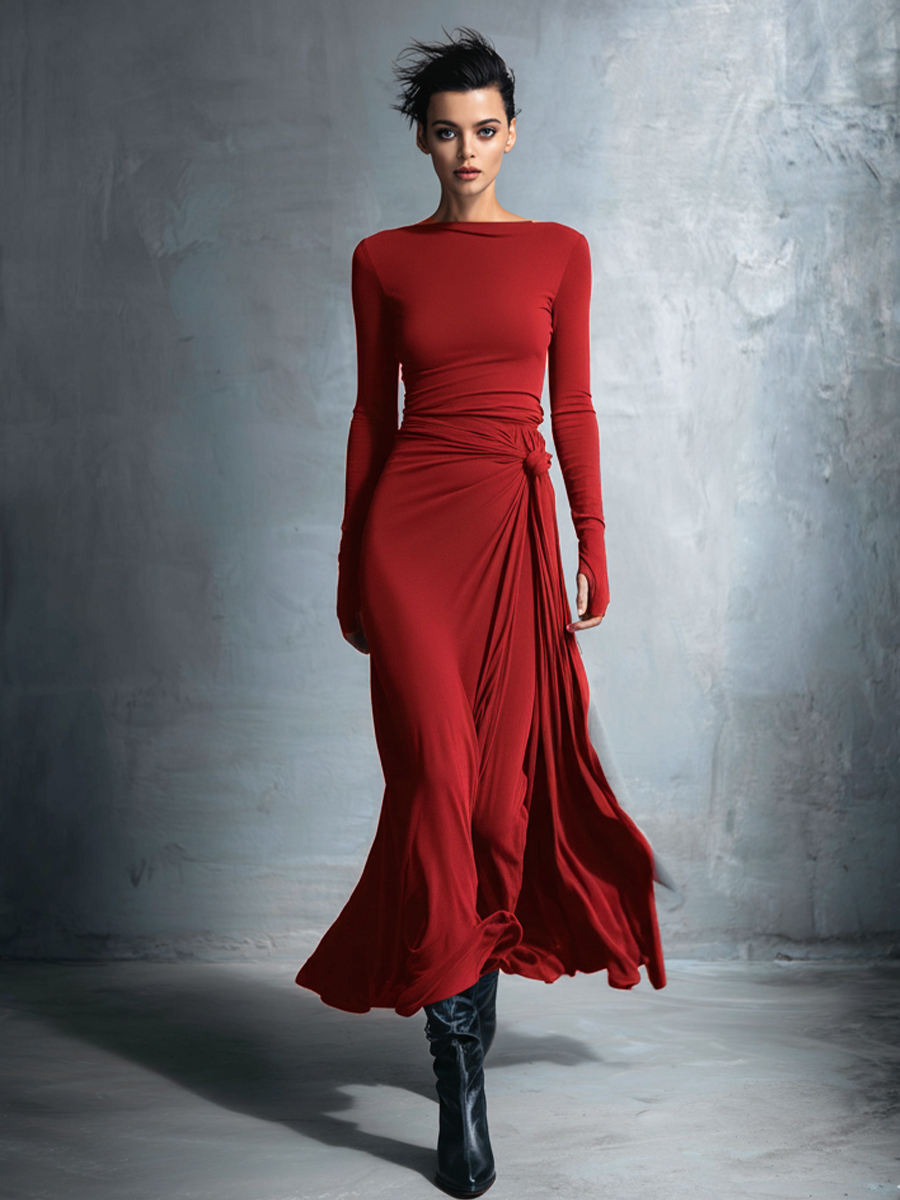 Lilian - Vestido Maxi Cruzado con Nudo, vista 6 – Lena Rodríguez