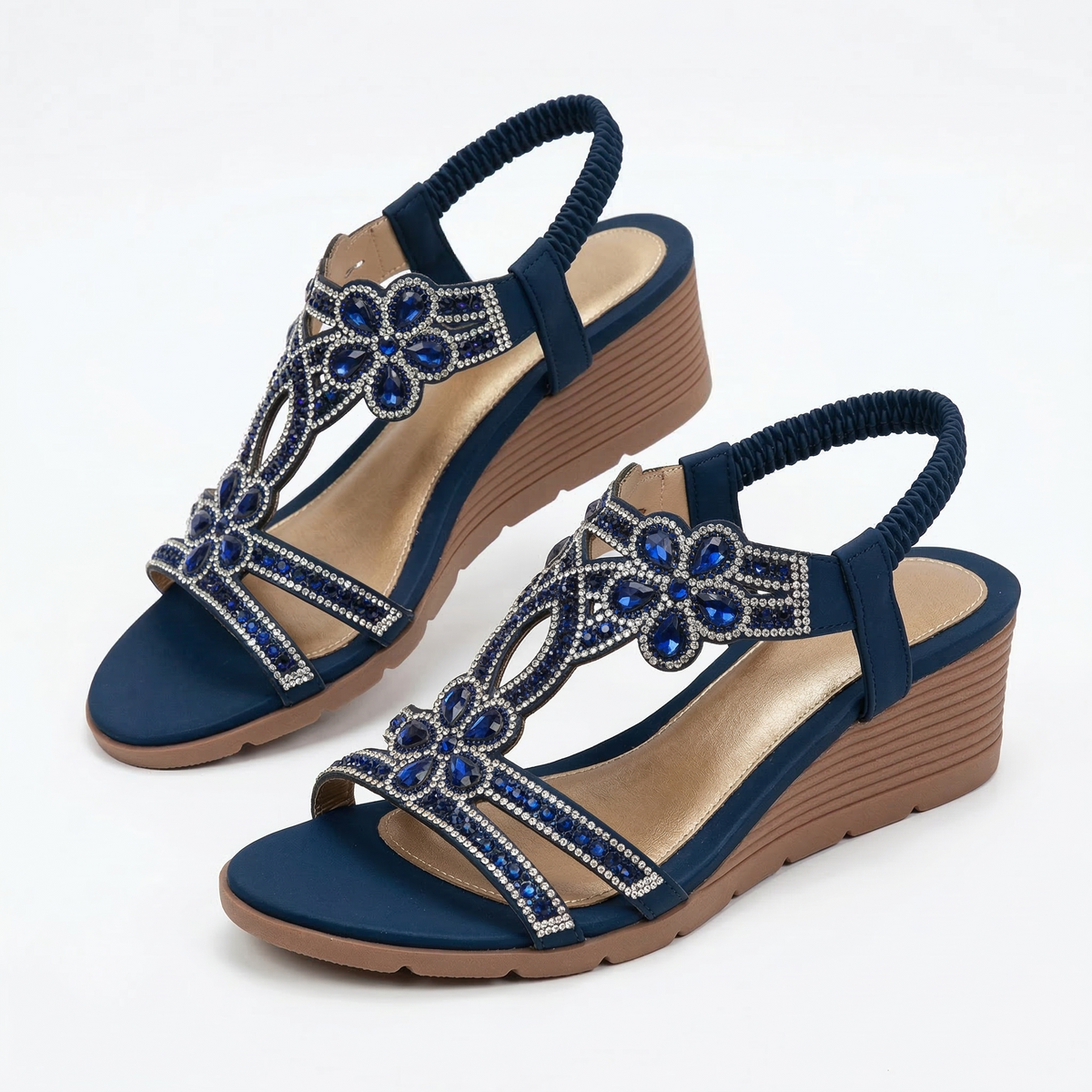 Lívia - Sandalias de Cuña con Pedrería y Motivos Florales – Lena Rodríguez