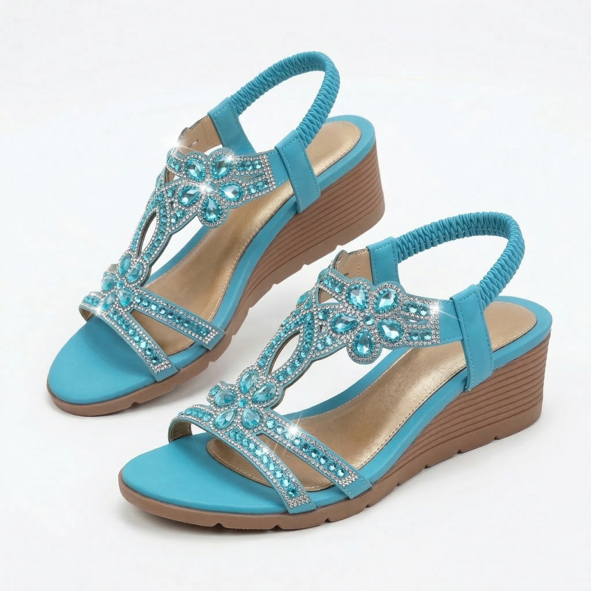 Lívia - Sandalias de Cuña con Pedrería y Motivos Florales, vista 3 – Lena Rodríguez