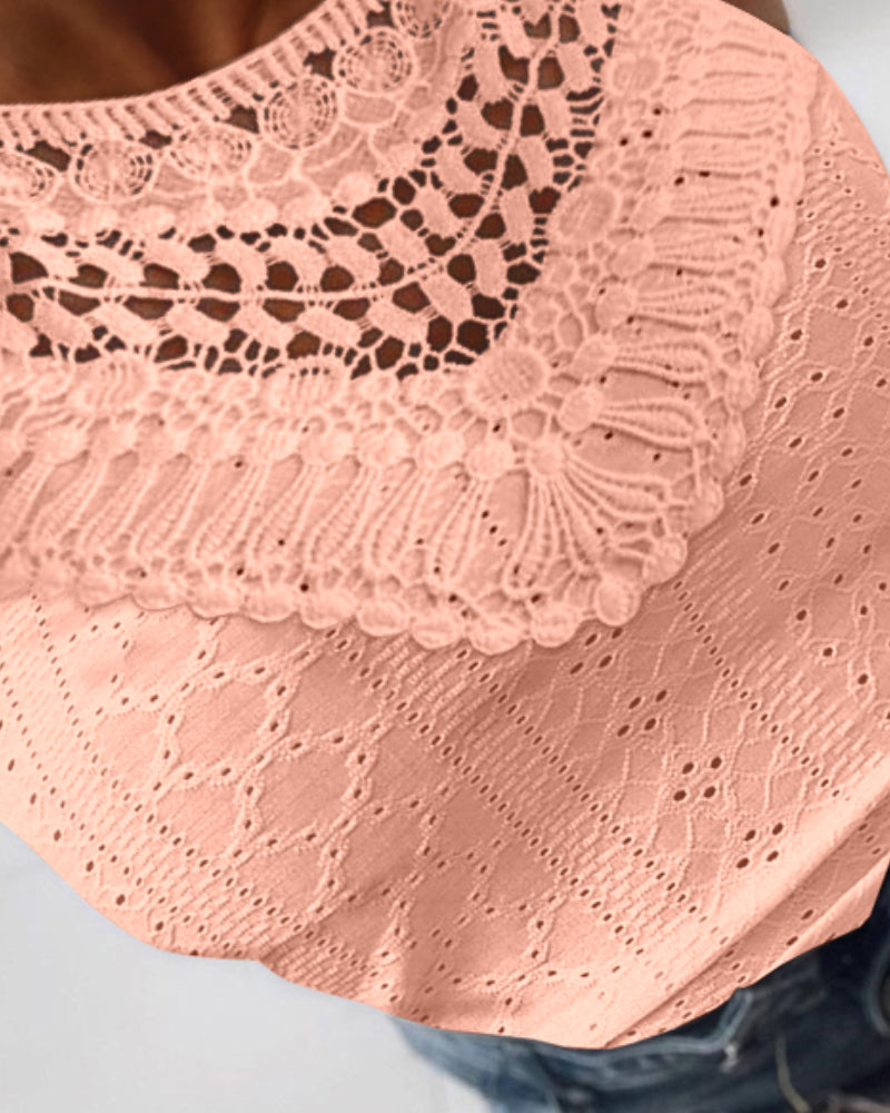 Raquel - Top de Jacquard con Escote Halter y Detalle de Encaje, vista 2 – Lena Rodríguez