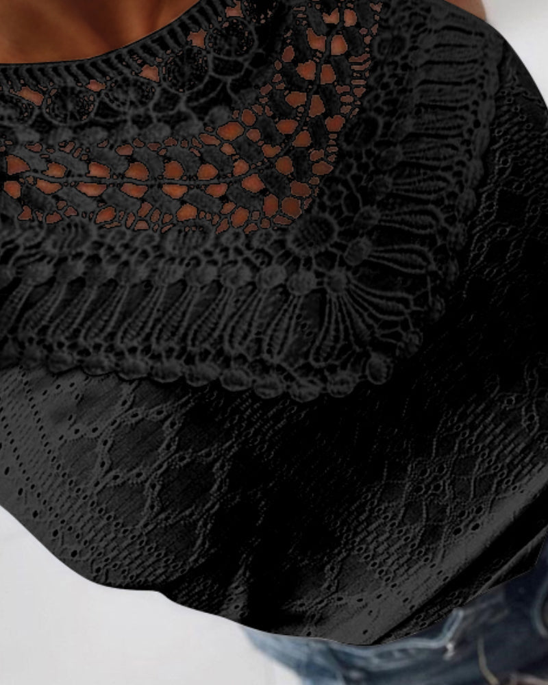Raquel - Top de Jacquard con Escote Halter y Detalle de Encaje, vista 8 – Lena Rodríguez