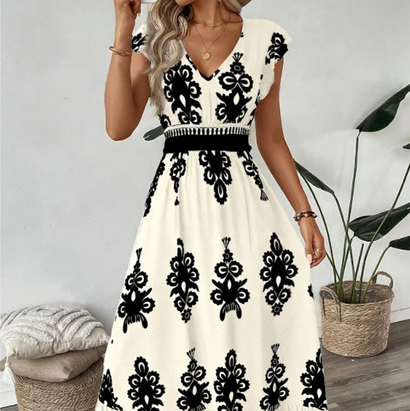 Valentina - Vestido Largo Fluido con Cuello en V – detalle 21 – Lena Rodríguez